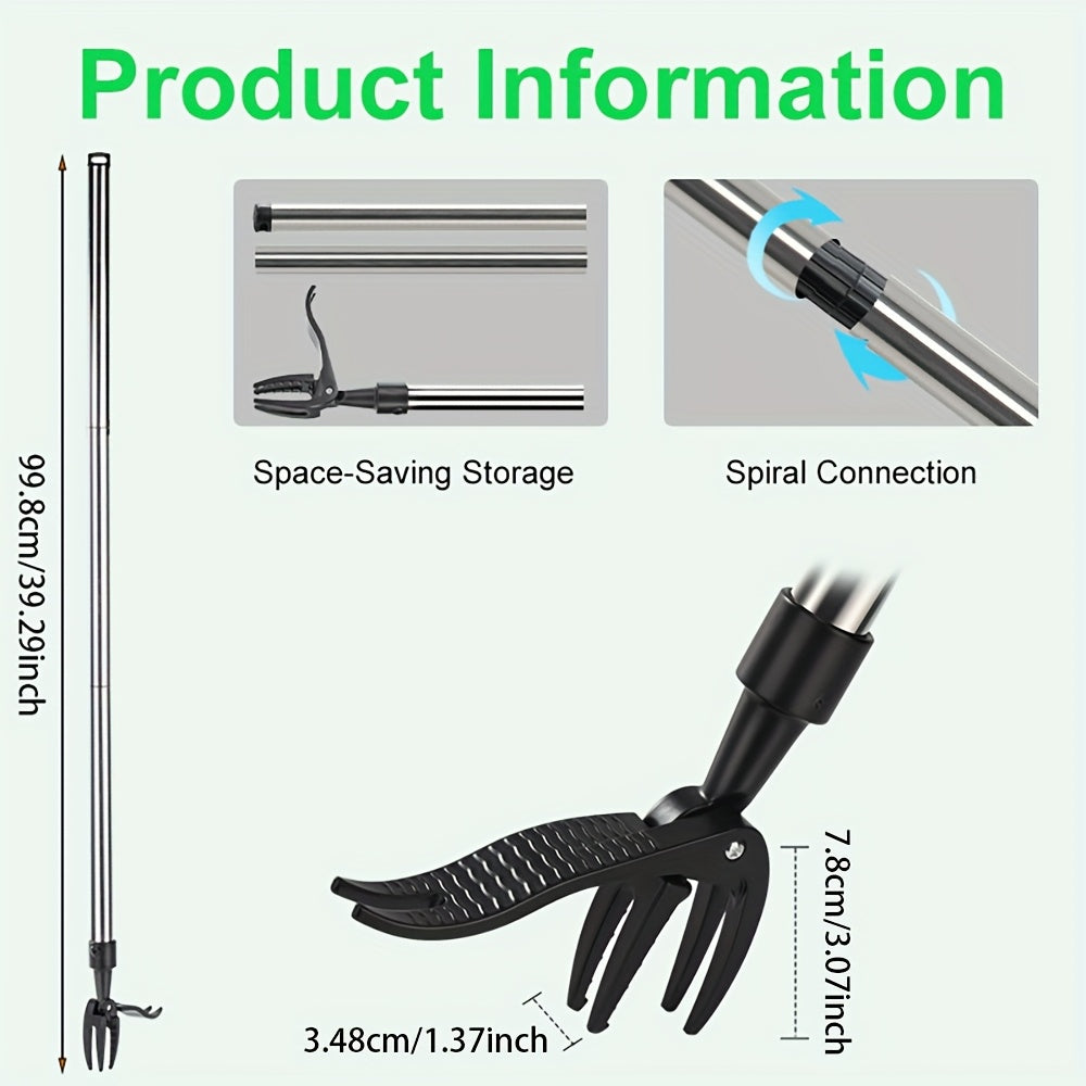 Stainless Steel Weed Puller Stainless Steel Manual Weed Puller Tool | No-Bend Standing Design with Ergonomic Handle for Efficient Root Removal, Garden & Lawn Care, Durable Yard Maintenance Tool