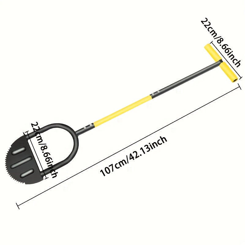 Heavy-Duty Manual Lawn Edger Tool with Ergonomic Handle - Black Metal Half Moon Shovel for Efficient Weeding and Trimming, Wide Foot Pedal Design for Stability, Ideal for Yard and Garden Maintenance