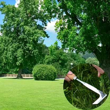 Heavy-Duty Weeding Tool Heavy-Duty 1pc Metal Crack Weeding Tool with Ergonomic Wooden Handle | Manual Grass Cutter for Roadside, Sidewalks & Driveways - Efficient Weed Removal in Tight Spaces, Weeder Trimmers