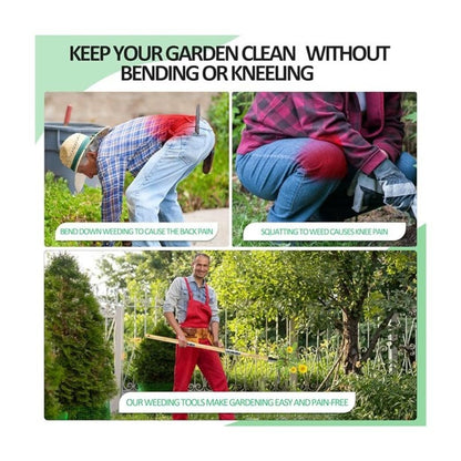 46'' Stand Up Weed Puller Tool with 4-Claw Steel Head and Bamboo Handle, No-Bend Weeder Tool for Lawn & Garden