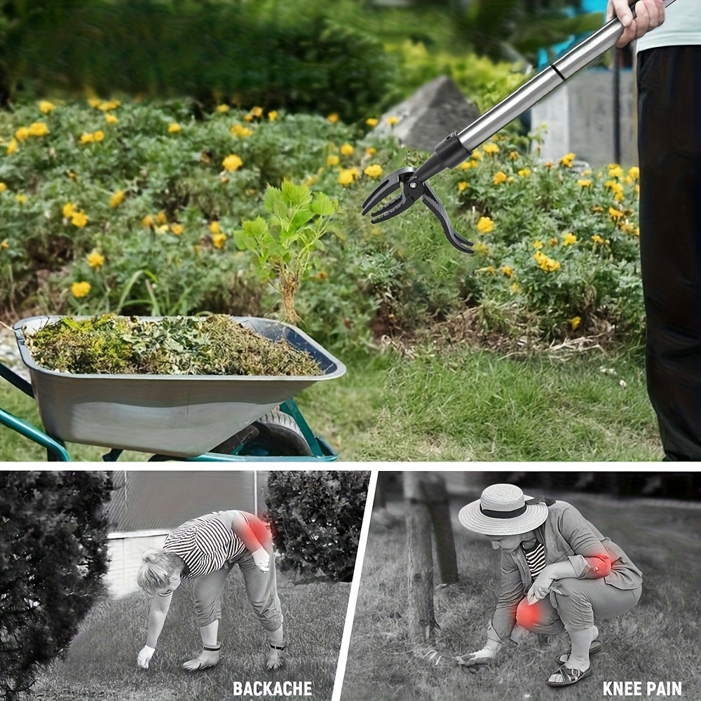Stainless Steel Weed Puller Stainless Steel Manual Weed Puller Tool | No-Bend Standing Design with Ergonomic Handle for Efficient Root Removal, Garden & Lawn Care, Durable Yard Maintenance Tool