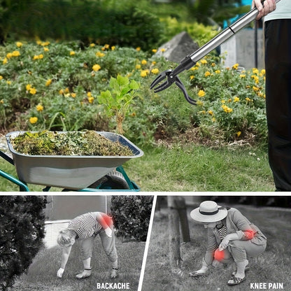 Stainless Steel Weed Puller Stainless Steel Manual Weed Puller Tool | No-Bend Standing Design with Ergonomic Handle for Efficient Root Removal, Garden & Lawn Care, Durable Yard Maintenance Tool