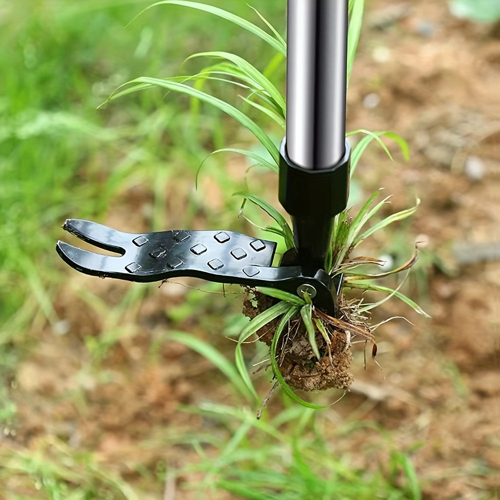 Stainless Steel Weed Puller Stainless Steel Manual Weed Puller Tool | No-Bend Standing Design with Ergonomic Handle for Efficient Root Removal, Garden & Lawn Care, Durable Yard Maintenance Tool